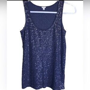 J. Crew Sz Small Sequin Tank in Blue; NWOT - Cotton, Linen and Modal.